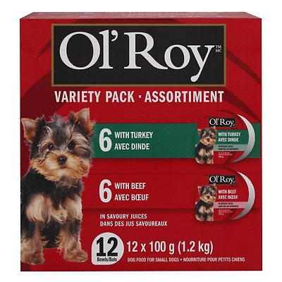 Ol' Roy Variety Pack Dog Food for Small Dogs in Savoury Juices, 12 x 100 g (1.2 kg)