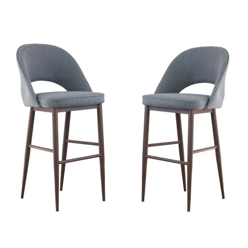 Executive Stool with PU Upholstery and Walnut Metal Frame – High Back Stool with Foot Rest, Mid-Century Style, Comfortable and Sturdy Seating for Offices and Modern Spaces
