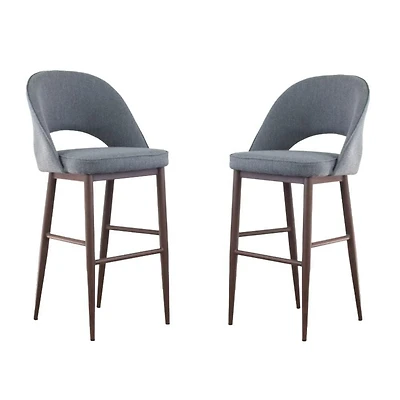 Executive Stool with PU Upholstery and Walnut Metal Frame – High Back Stool with Foot Rest, Mid-Century Style, Comfortable and Sturdy Seating for Offices and Modern Spaces