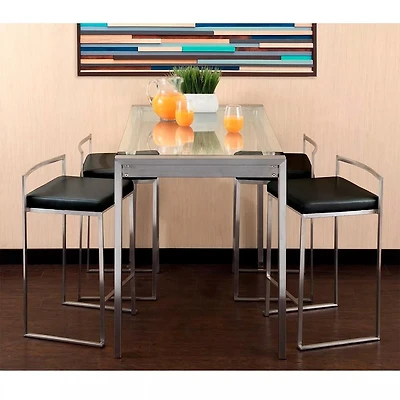 Tabouret Heavenly Collection en PU avec cadre en acier inoxydable, lot de 6