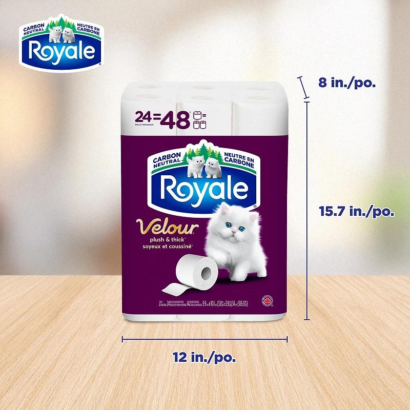 Royale Papier Hygiénique Velour, 24 équivalant à 48 rouleaux