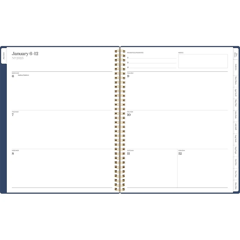Grand agenda hebdomadaire/mensuel Cambridge Workstyle Balance Bleu Planificateur