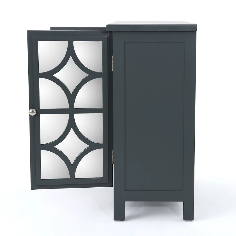 Armoire à deux portes en sapin au fini miroir Homy Casa, gris anthracite