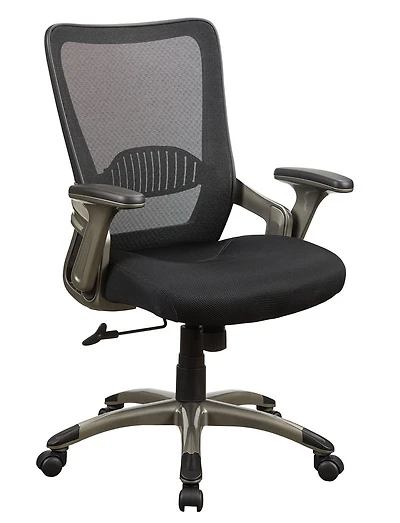 Work Smart Black Chair with Mesh Back , Padded Mesh Seat And Titanium Base