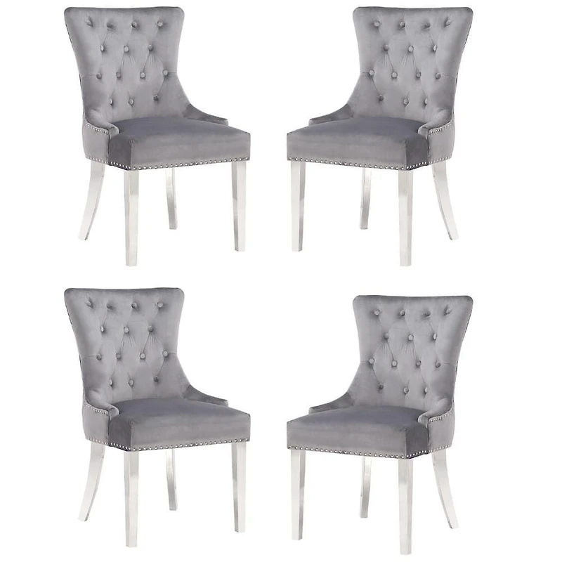 CHAISE CAIRUS en Gris ENSEMBLE DE 4