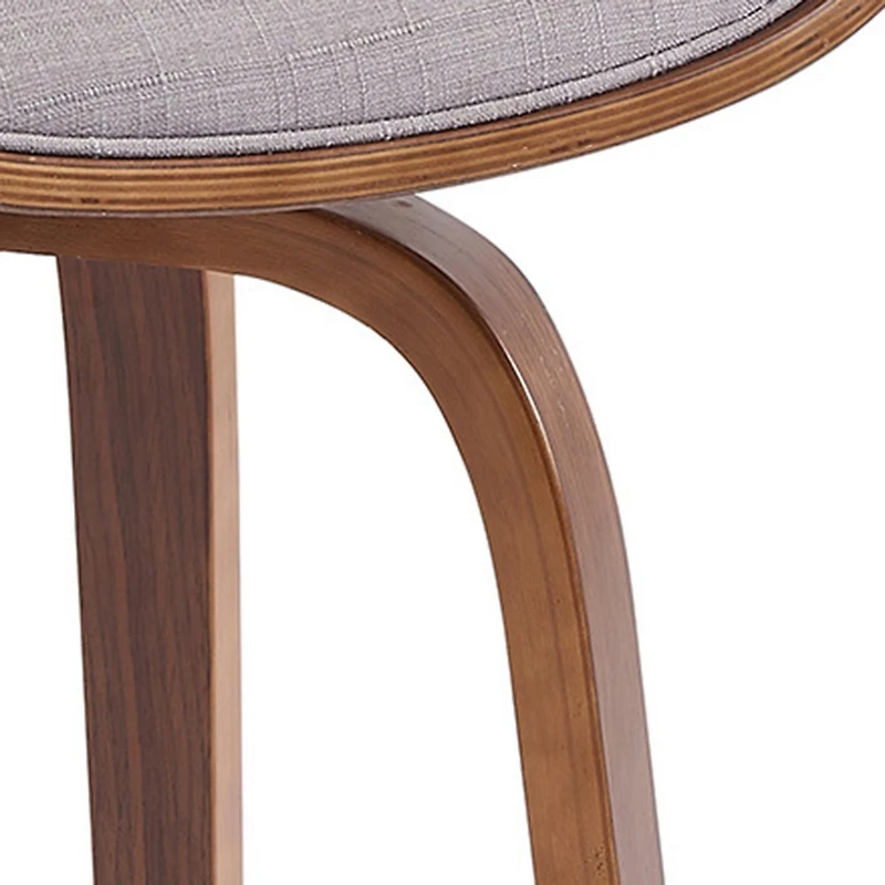 Tabouret de comptoir de mi-siècle de 26 po en tissu et bois cintré – gris