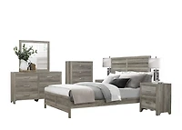 Topline Home Furnishings Ensemble de chambre à coucher pour très grand lit 6 pièces gris patiné