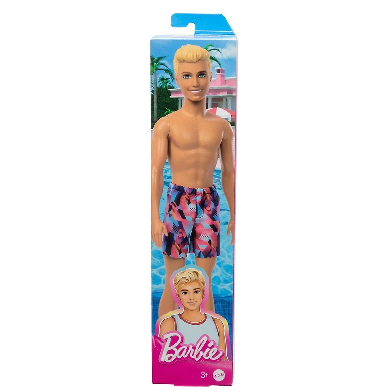 Barbie– Ken– Poupée, cheveux blonds, maillot de bain violet