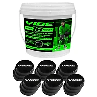 VIBE Official Ice Hockey Pucks - 6oz Black - Bucket of 18