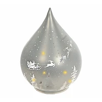 Led Teardrop Glass Stand (Santa On A Sleigh) (Silver) - Set of 2