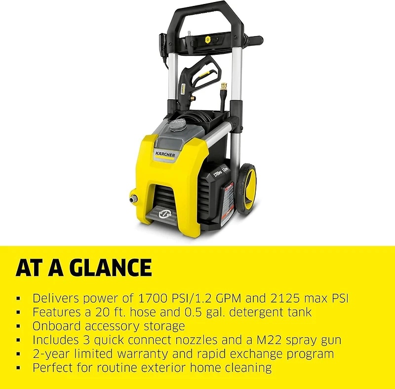 Karcher K1700 Electric Power Pressure Washer with 3 Nozzle Attachments