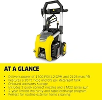 Karcher K1700 Electric Power Pressure Washer with 3 Nozzle Attachments