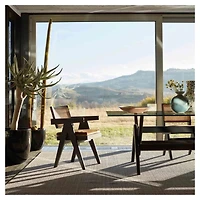 Banju Lot de 2 fauteuils de salle à manger modernes du milieu du siècle – Design élégant avec un cadre en bois durable, un siège confortable et un dossier intemporel en rotin cannelé pour des espaces