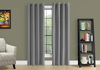 Monarch Specialties Rideau, Ensemble 2pcs, 54"w X 95"l, 100% Bloque Lumiere, Passe-fil, Salon, Chambre À Coucher, Cuisine, Isolation Thermique, Polyester, Gris, Contemporain, Moderne