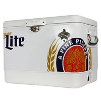 Miller Lite 54-Qt Ice Chest Cooler with Built-In Bottle Opener, Rustproof Portable Camping Cooler for Beach & Outdoor Adventures