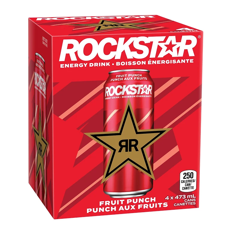 Rockstar Punched Fruit Punch Energy Drink 4 x 473 mL, Cans, 4x473ml
