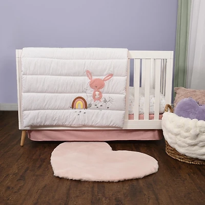 George Baby Pink 3-Piece Crib Set, Forest Friends, Baby Crib Set