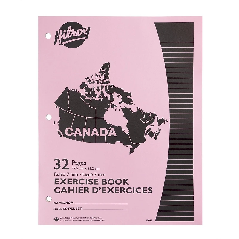 Hilroy® Canada Exercise Book, 4-pack , 10-7/8" X 8-3/8", 32 Pages, Exercise Book, 4 Pack