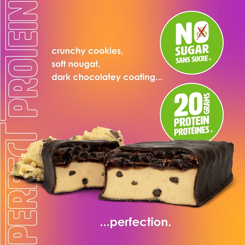 No Sugar, Perfect Protein Cookie Dough Snack Bars, 55 g, 4 Count, 4 x 55 g