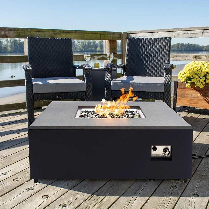 Danby Convertible Propane Fire Table , Square, Grey and Black