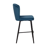 CorLiving Jasper Set of 2 Modern Upholstered Indoor Counter Height Bar Stools with Channel Tufted High Backs and Metal Legs