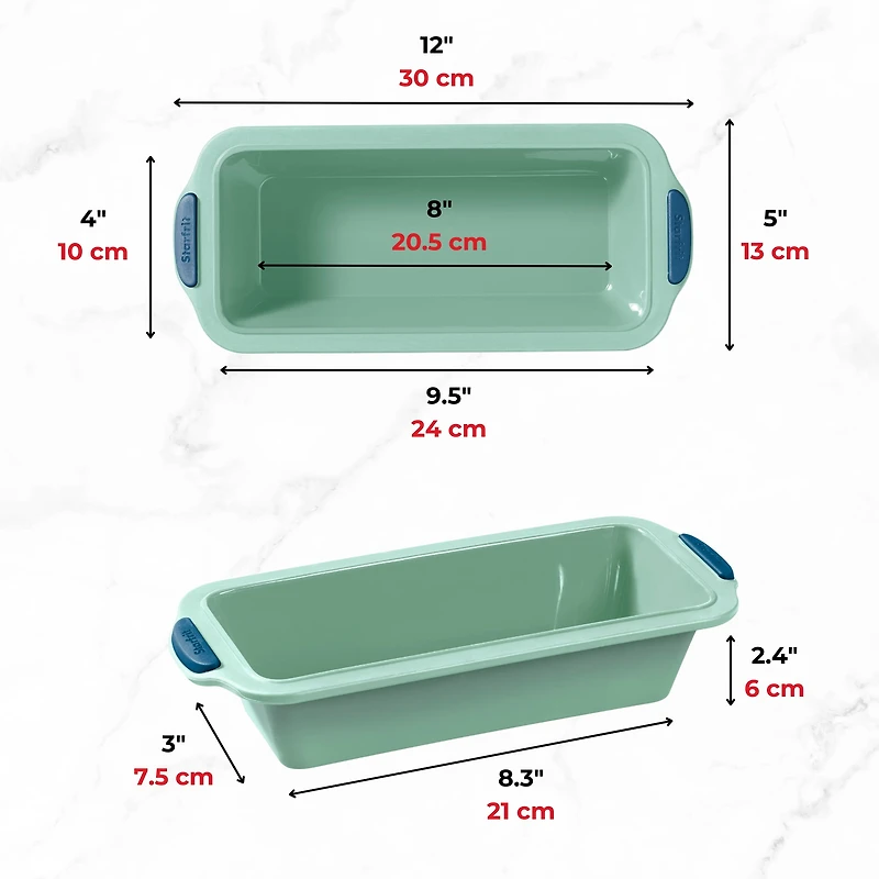 Starfrit Moule en silicone - Moule à pain - Structure de métal intégrée - 24cm x 10cm (9,5" x 4") - Vert MOULE A PAIN STARFRIT