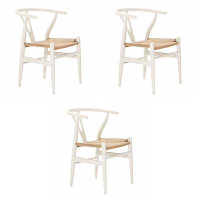 Chaise de salle à manger en bois blanc de la collection Heavenly, lot de 3