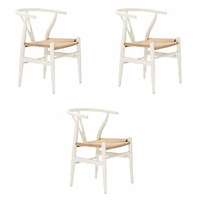 Chaise de salle à manger en bois blanc de la collection Heavenly, lot de 3