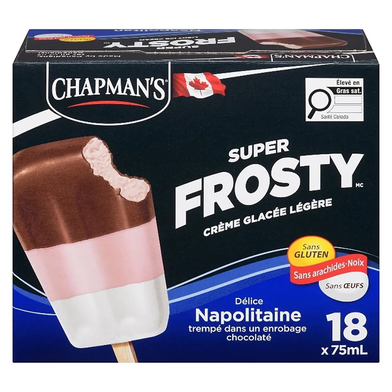 Chapman's Super Frosty Light Ice Cream Bars Neapolitan, 18x75ml, Chap Sup Frosty Choc Dip Neapolitan 18x75ml