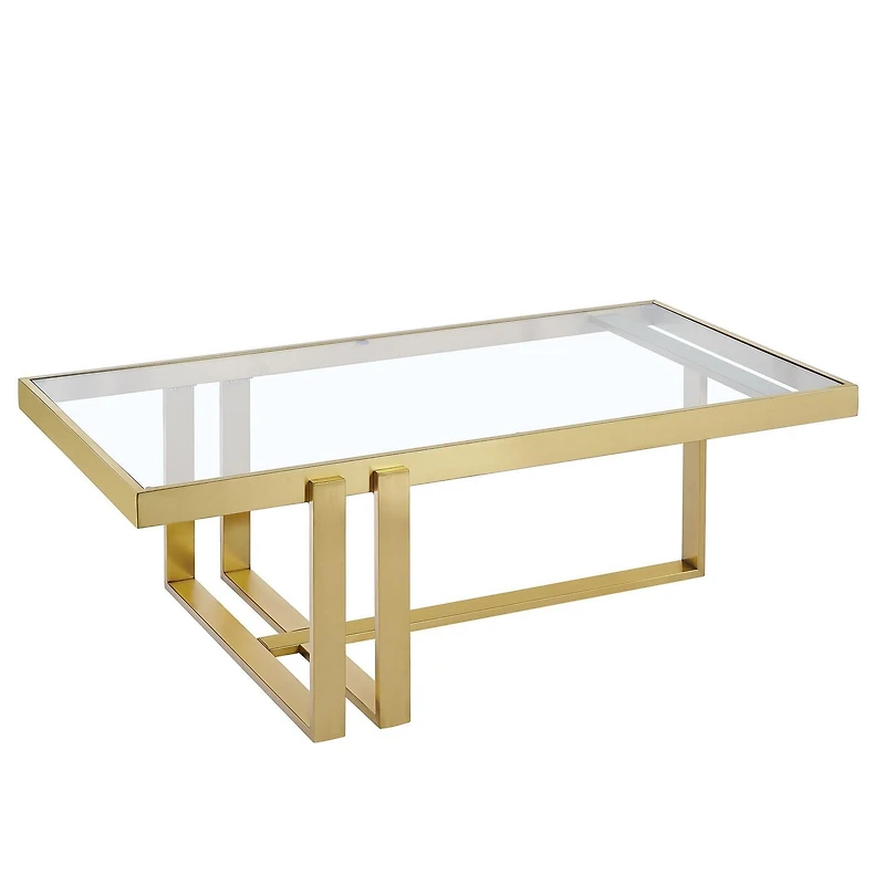 Contemporary Metal & Glass Rectangular Coffee Table - Brushed Gold