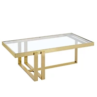 Contemporary Metal & Glass Rectangular Coffee Table - Brushed Gold