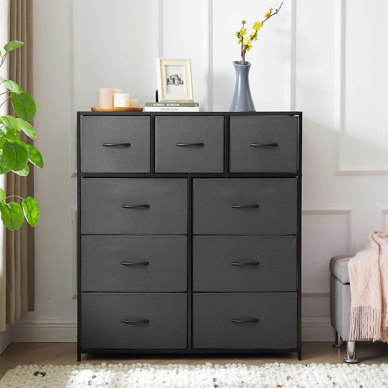 Mainstays 9 Drawer Fabric Dresser, Grey