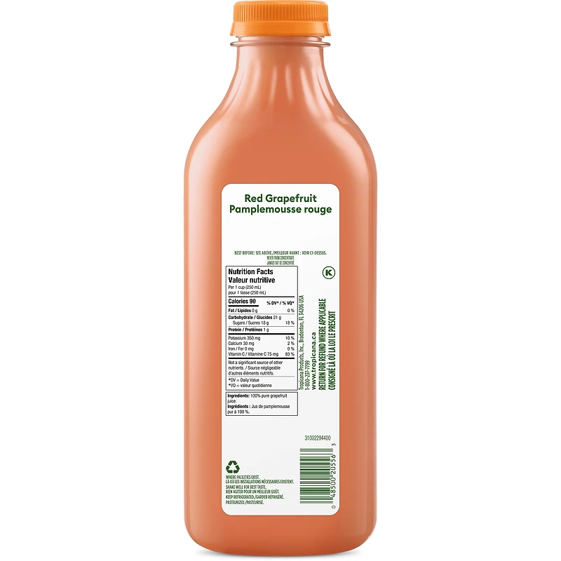 Tropicana 100% Pure & Natural Red Grapefruit Juice, 1.36L