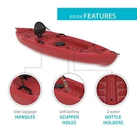 LIFETIME - Kayak de pêche Tamarack avec pagaie, 120 pouces, rouge