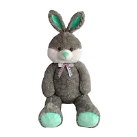 Très grand lapin en peluche gris