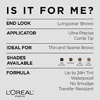 L'Oréal Paris Micro Ink Pen par Brow Stylist, Stylo Microblading , Jusqu'à 24H Teinte, Brunette Claire Tenue Toute La Journée.