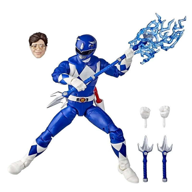 Power Rangers Lightning Collection Mighty Morphin, figurine de collection haut de gamme de 15 cm du Ranger bleu, avec accessoires