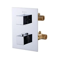 Square 3-functions thermostatic valve. handheld handshower and showerhead, or simultaneously