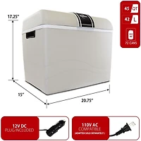 Koolatron Glacière/réchauffeur électrique 12 V, réfrigérateur thermoélectrique pour voiture 42 L (45 pintes), mini réfrigérateur portable, gris