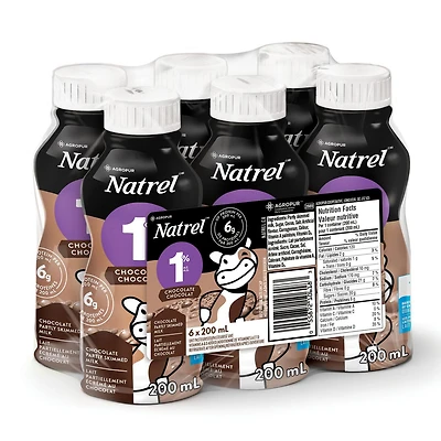 Lait au chocolat partiellement écrémé 1 % Natrel 6x200 ml