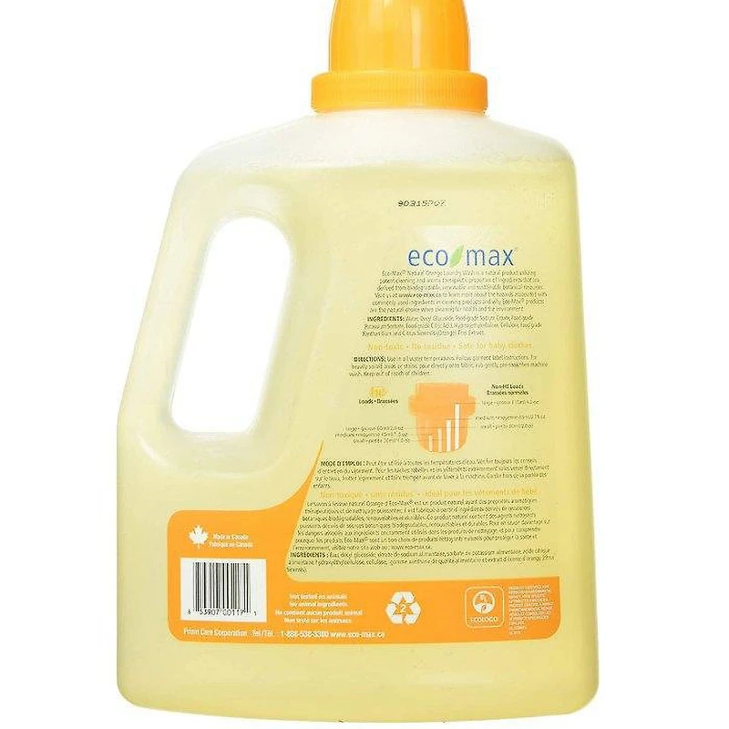 Détergent à lessive parfum orange Eco-Max 3L, 100 brassées, parfum