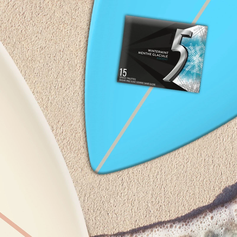 5 GUM, Wintermint-Ascent Flavoured Sugar Free Chewing Gum, 15 Sticks, 3 Packs, 3 Packs, 15 Sticks