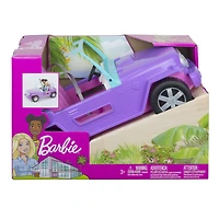​Barbie Off-Road Vehicle, Purple with Pink Seats and Rolling Wheels