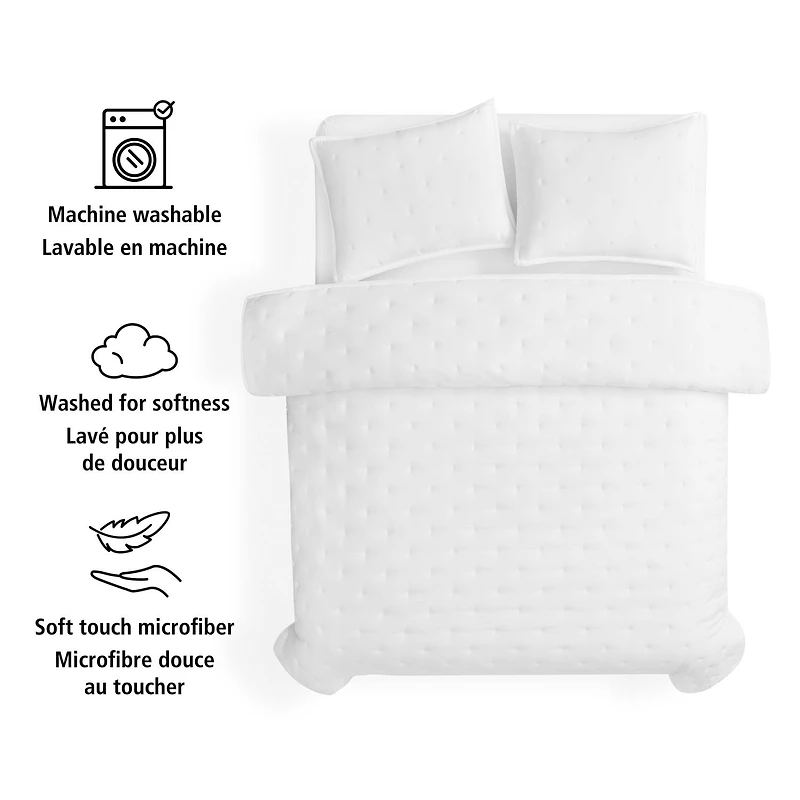 Mainstays 3-Piece Comforter Set, Arctic White, Double Queen, Double Queen