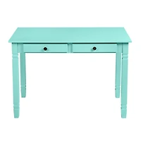 Homylin Home Office Desk with 2 Drawers, 43" Writing Computer Desk for Bedroom, Modern Green Makeup Vanity Table Desk, Study Table Writing Desk, Computer Work Station, Green