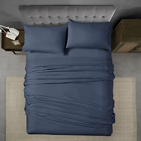 Swift Home Basic 4-Piece Queen Size Sheet Set, Ultra Soft, Deep Pocket, Easy Care Bedding Set, Navy