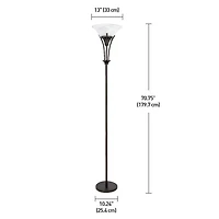 Globe Electric Gatineau 70" Metal Floor Lamp, Dark Bronze Finish, Alabaster Glass Shade, 63361