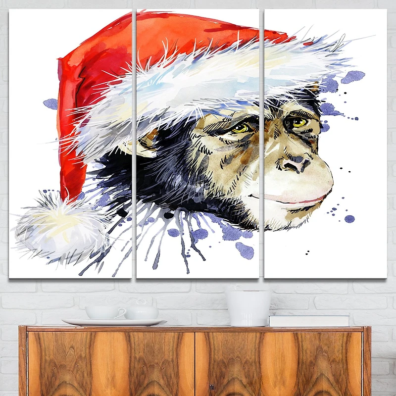 Impression sur toile « singe habillé en père noël » Design Art