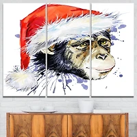 Impression sur toile « singe habillé en père noël » Design Art