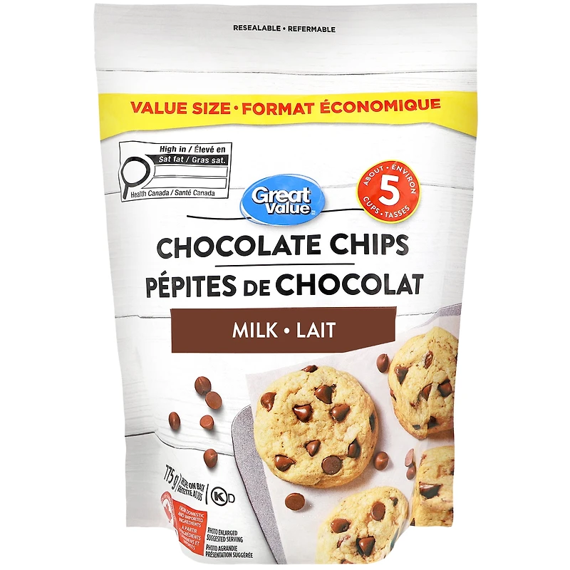 Pépites de chocolat au lait Great Value 775 g